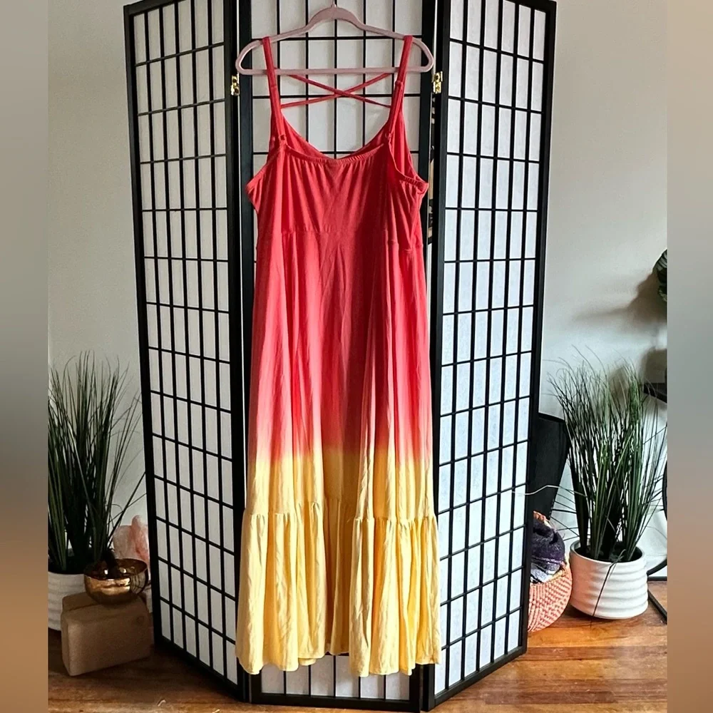Torrid Coral Yellow Ombre Maxi Dress | Size 4 | Jersey Knit - Picture 4 of 5